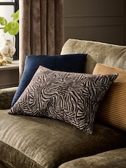 Brown 40 x 59cm Cut Velvet Abstract Zebra Cushion - Image 1 of 5