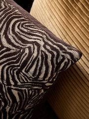 Brown 40 x 59cm Cut Velvet Abstract Zebra Cushion - Image 3 of 5
