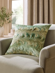 Green 50 x 50cm Mirage Abstract Cut Velvet Cushion - Image 1 of 4