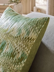 Green 50 x 50cm Mirage Abstract Cut Velvet Cushion - Image 2 of 4