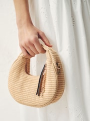 大地色 - Raffia Effect Mini Hand Held Bag - 圖片 3/9