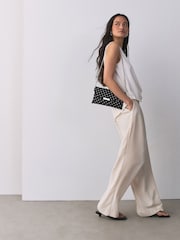 Black/White Polka Dot Clutch Bag - Image 3 of 8