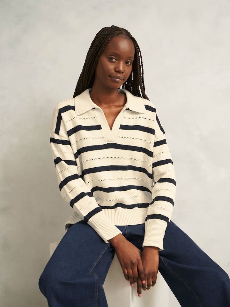 Hobbs White Beauford Polo Jumper - Image 1 of 4 Hobbs White Beauford Polo Jumper - Image 1 of 4