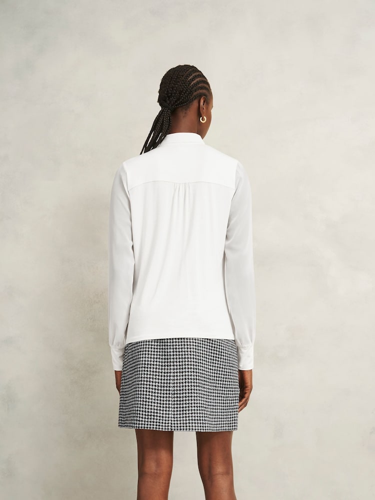 Hobbs White Tarini Tie Neck Top - Image 2 of 4 Hobbs White Tarini Tie Neck Top - Image 2 of 4