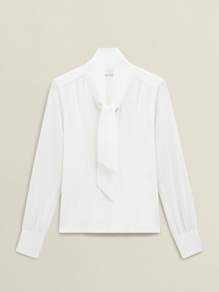 Hobbs White Tarini Tie Neck Top - Image 4 of 4