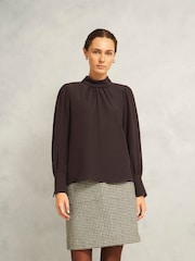 Hobbs Brown Debby Silk Blouse - Image 1 of 4