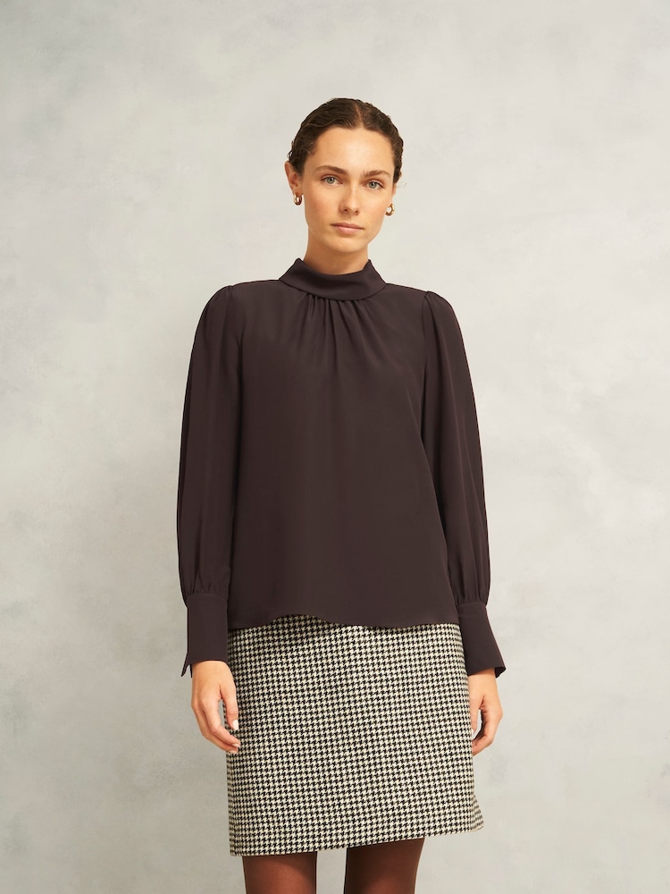 Hobbs Brown Debby Silk Blouse - Image 1 of 4