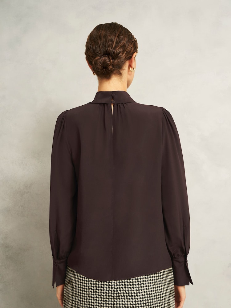 Hobbs Brown Debby Silk Blouse - Image 2 of 4