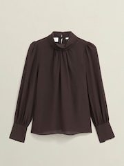 Hobbs Brown Debby Silk Blouse - Image 4 of 4