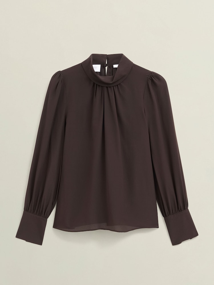 Hobbs Brown Debby Silk Blouse - Image 4 of 4 Hobbs Brown Debby Silk Blouse - Image 4 of 4