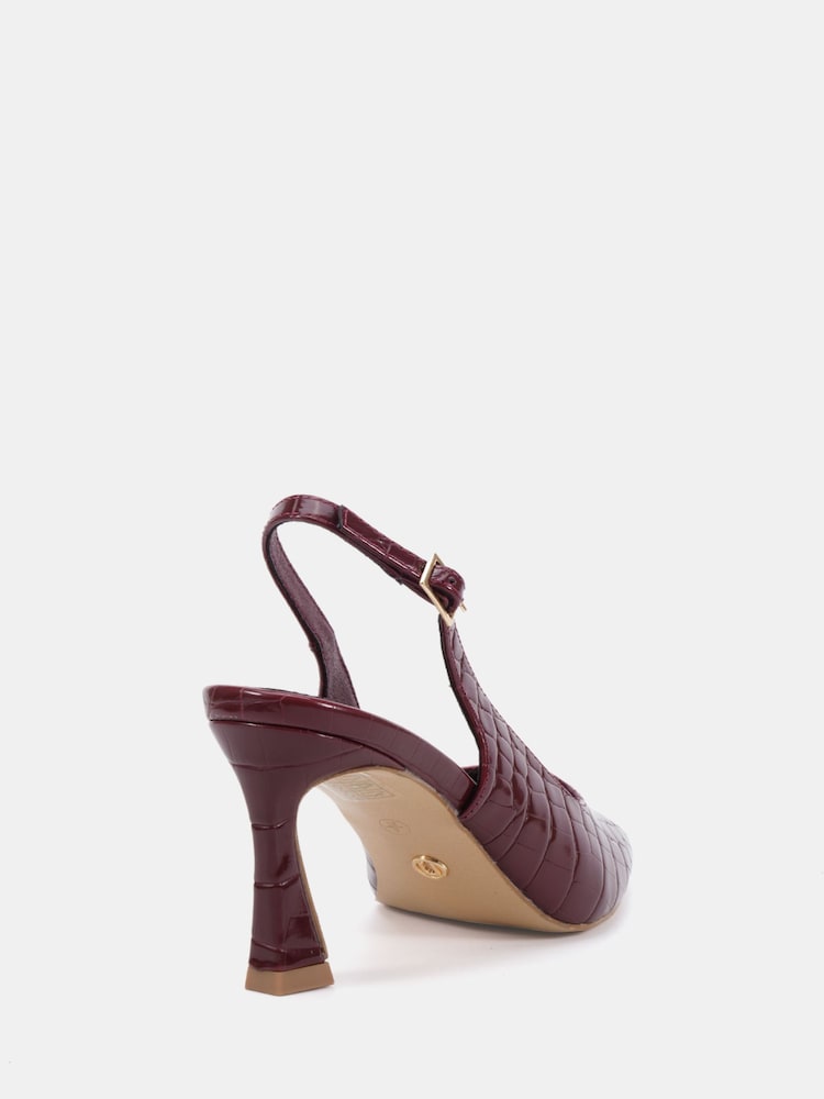 Novo Red Wide Fit ILLY Slingack Mid Heels Point Courts - Image 2 of 6 Novo Red Wide Fit ILLY Slingack Mid Heels Point Courts - Image 2 of 6