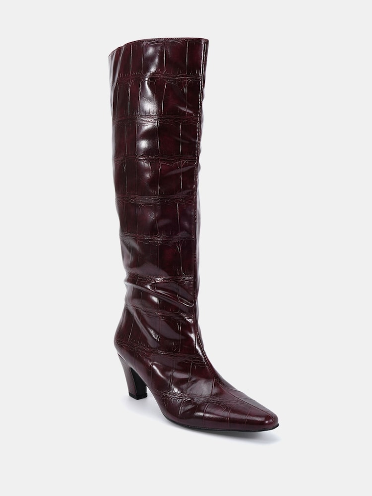 Rot - Novo GRACELYN Curved Mid Heel Knee Boots - Bild 1 von 5