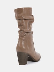 Natural - Novo Joany Block Heel Slouch Ruched Ankle Boots - Imagen 3 de 5