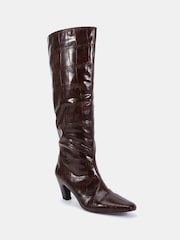 Novo Brown GRACELYN Curved Mid Heel Knee Boots - Image 3 of 6