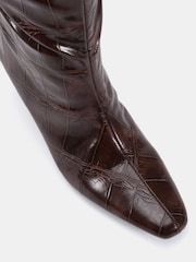 Novo Brown GRACELYN Curved Mid Heel Knee Boots - Image 5 of 6