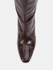 Novo Brown GRACELYN Curved Mid Heel Knee Boots - Image 6 of 6