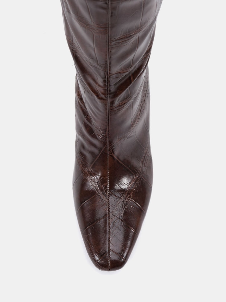 Novo Brown GRACELYN Curved Mid Heel Knee Boots - Image 6 of 6