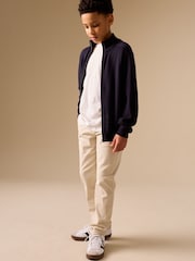 Navy Blue Merino Wool Knitted Zip Through Cardigan (3-16yrs) - Image 2 of 8