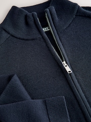 Navy Blue Merino Wool Knitted Zip Through Cardigan (3-16yrs) - Image 7 of 8