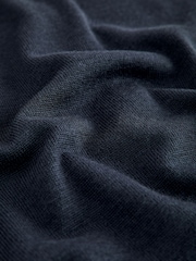 Navy Blue Merino Wool Knitted Zip Through Cardigan (3-16yrs) - Image 8 of 8