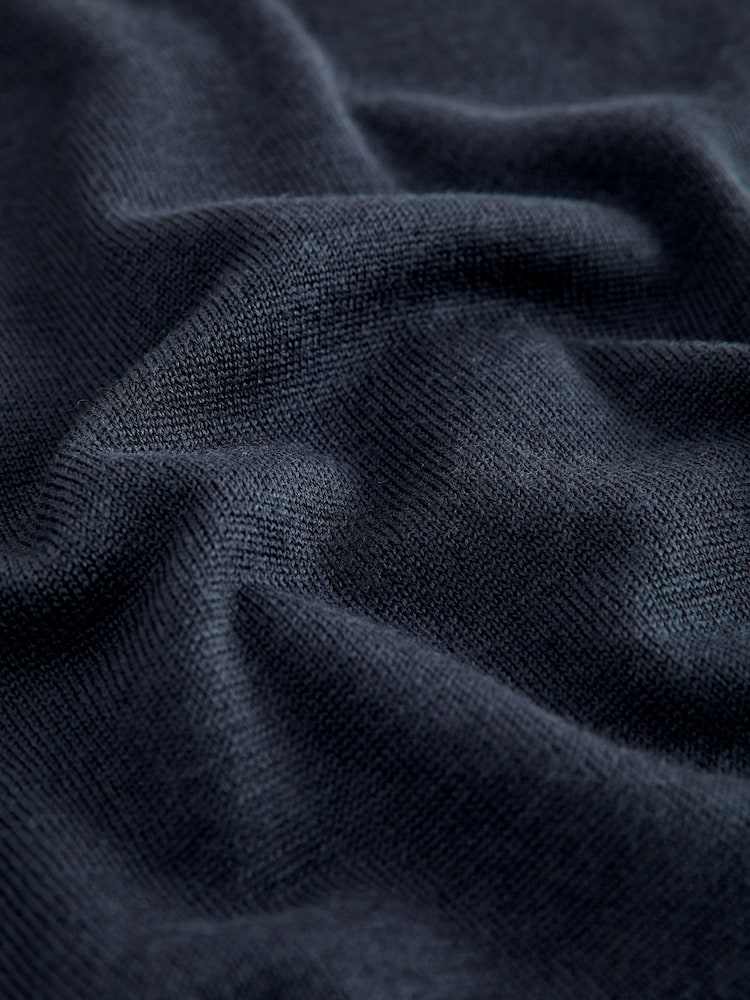Navy Blue Merino Wool Knitted Zip Through Cardigan (3-16yrs) - Image 8 of 8