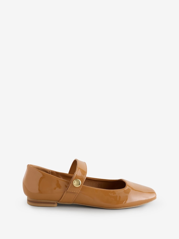 Novo Nude Wide Fit CANDY Mary Jane Stud Flat Shoes - Image 1 of 1