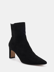 Novo Black Wide Fit Kara Low Slim Block Heel Sqaure Point Chelsea Ankle Boots - Image 3 of 6