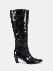 Novo Black Wide Fit Gracelyn Curved Mid Heel Knee Boots - Image 3 of 7