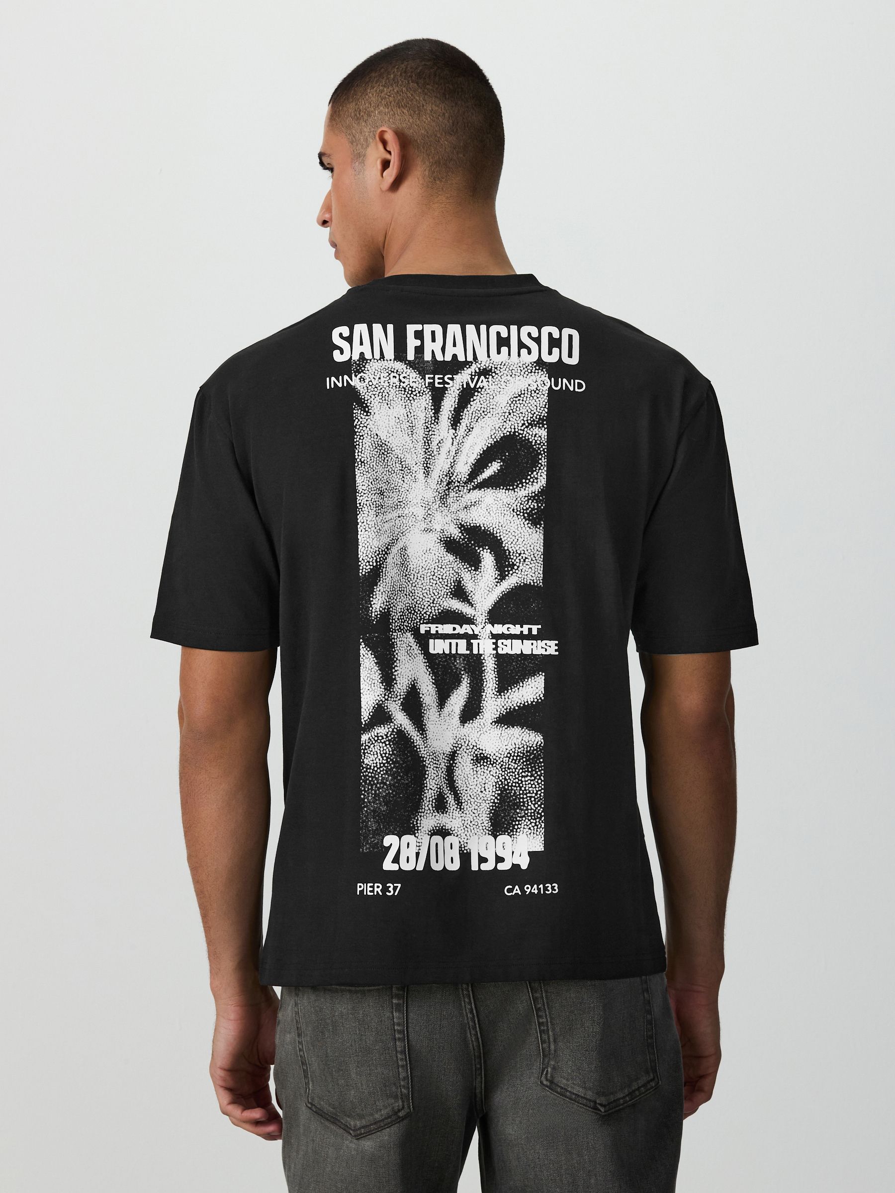 Buy Black San Francisco Relaxed Fit Graphic Print Heavy Weight T