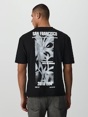 Black San Francisco Relaxed Fit Graphic Print Heavy Weight T-Shirt - Image 1 of 8