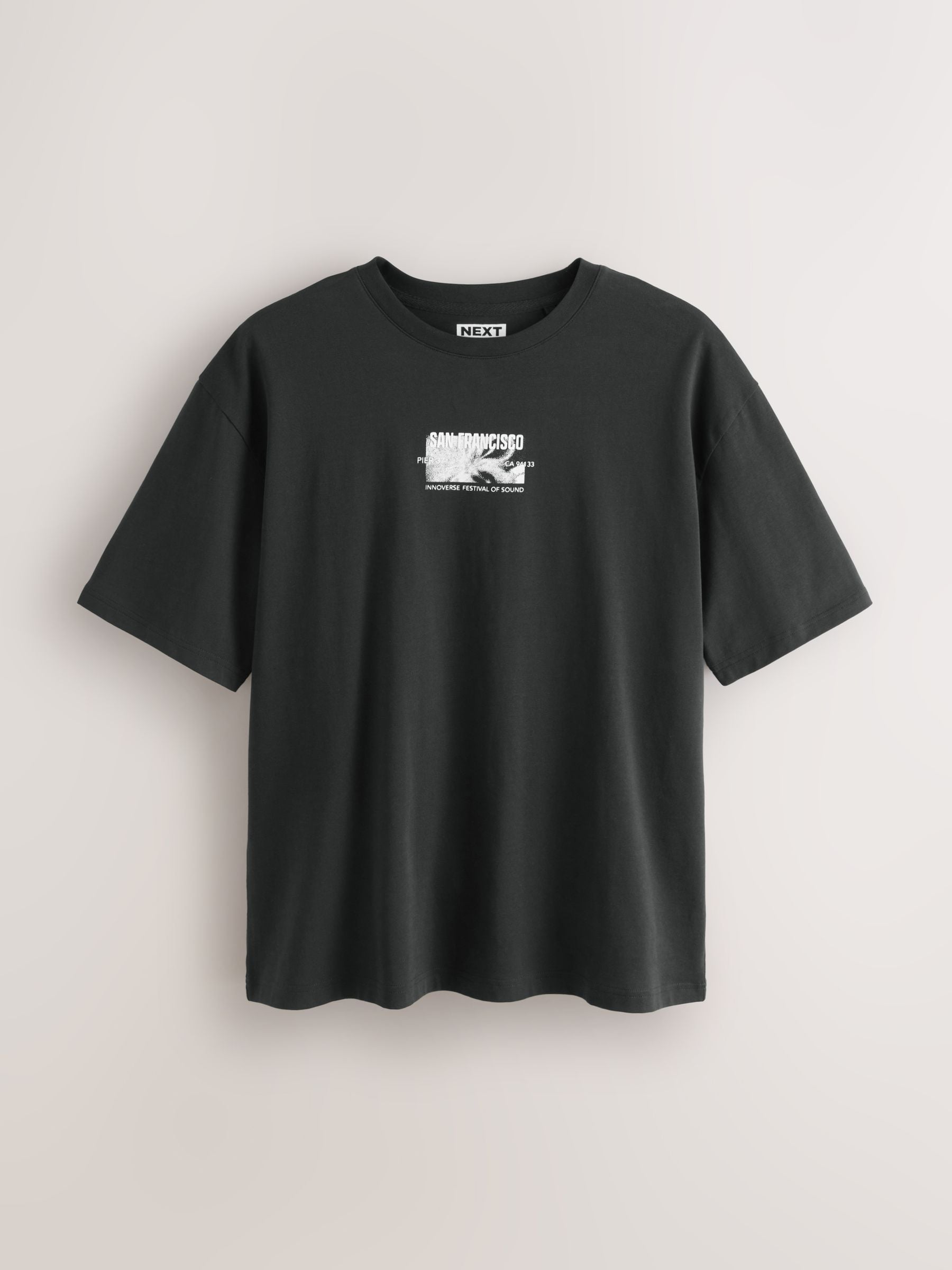Buy Black San Francisco Relaxed Fit Graphic Print Heavy Weight T
