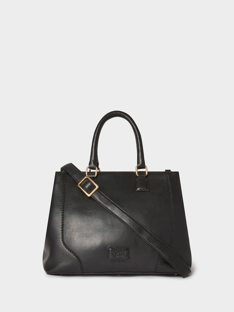 Osprey London The Oxford Leather Hobo Black Bag - Image 1 of 5 Osprey London The Oxford Leather Hobo Black Bag - Image 1 of 5