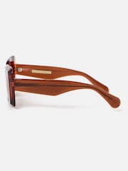 Oliver Bonas Brown Square Acetate Sunglasses - Image 4 of 6