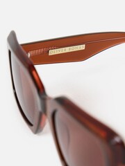 Oliver Bonas Brown Square Acetate Sunglasses - Image 5 of 6