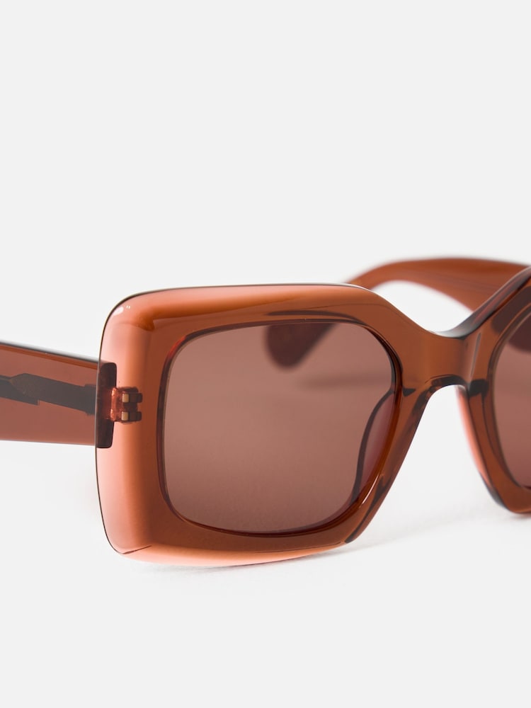 Oliver Bonas Brown Square Acetate Sunglasses - Image 6 of 6