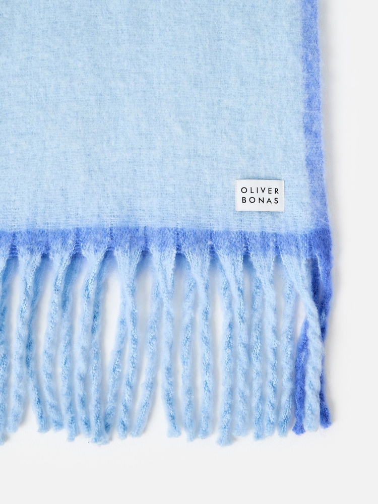 Oliver Bonas Blue Side Stripe Logo Heavyweight Scarf - Image 4 of 4