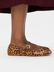 Oliver Bonas Brown Leopard Print Ballet Flats - Image 1 of 7