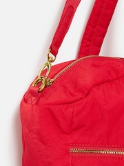 Oliver Bonas Red Nylon Weekend Bag - Image 4 of 6