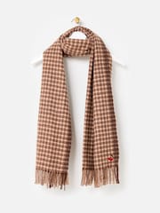 Oliver Bonas Brown Checked Midweight Tassel Scarf - Image 1 of 5