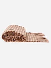 Oliver Bonas Brown Checked Midweight Tassel Scarf - Image 2 of 5