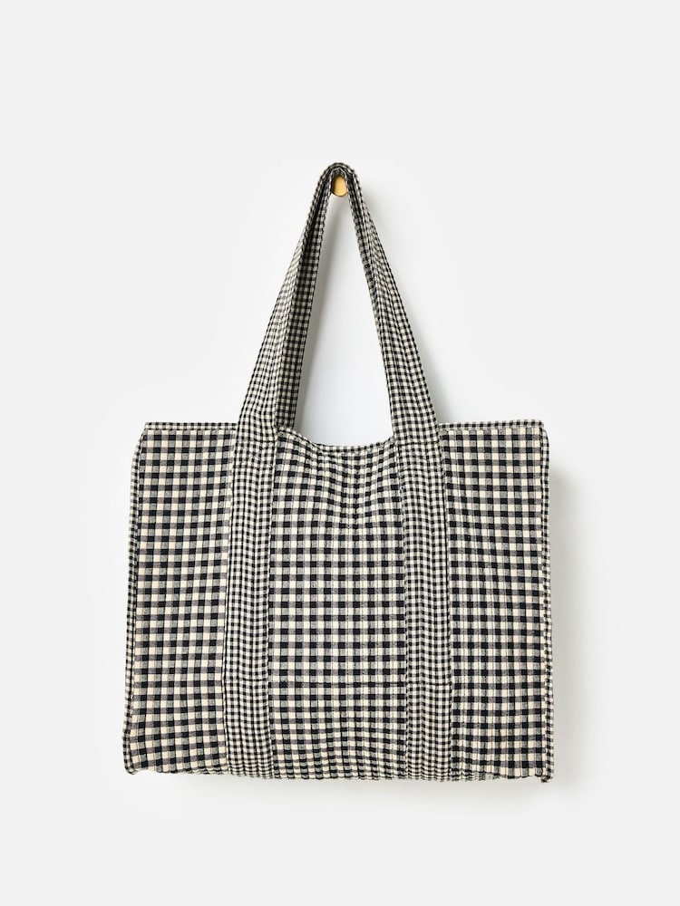 Oliver Bonas Black Gingham FabricnTote Bag - Image 2 of 6 Oliver Bonas Black Gingham FabricnTote Bag - Image 2 of 6