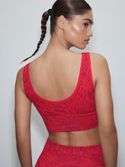Red Animal Print Active Seamless Sports Bra - Image 3 of 7