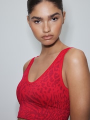 Red Animal Print Active Seamless Sports Bra - Image 4 of 7