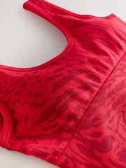 Red Animal Print Active Seamless Sports Bra - Image 6 of 7