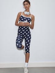 Navy Polka Dot Active Balance Sports Capri Leggings - Image 2 of 9