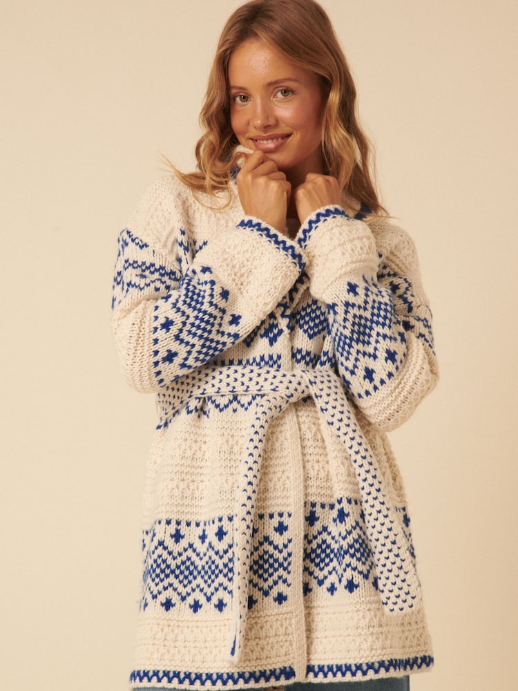 Nobodys Child White Aspen Fair Isle Edge-To-Edge Cardigan - Image 1 of 6 Nobodys Child White Aspen Fair Isle Edge-To-Edge Cardigan - Image 1 of 6