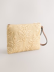 لون طبيعي - حقيبة صغيرة منقوشة بمظهر رافيا - صورة 4 من 7