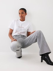 Mint Velvet White Cotton Graphic T-Shirt - Image 1 of 8