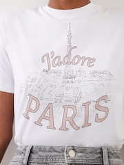Mint Velvet White Cotton Graphic T-Shirt - Image 6 of 8