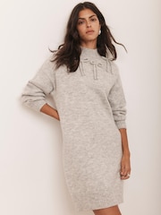 Mint Velvet Grey Knit Bow Jumper Dress - Image 1 of 8